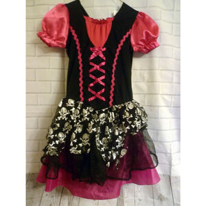 Halloween Youth M 8 10 Pink Black Skull Dancer Tutu Wonderland Costumes